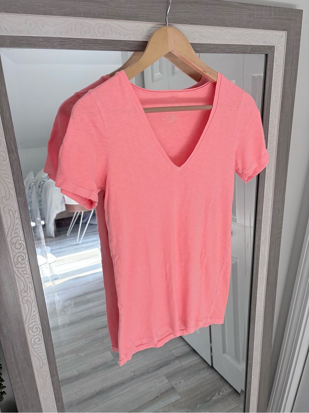 J. Crew Pink V-Neck Basic Tee